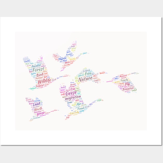 Geese Bird Free Wildlife Text Word Cloud Wall Art by Cubebox